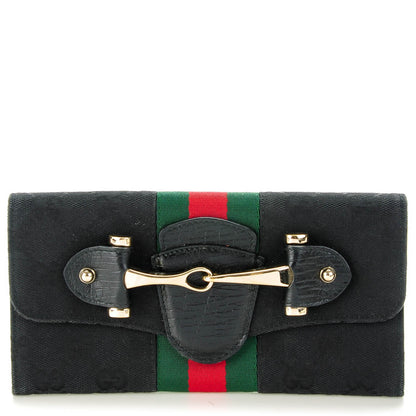 Gucci Monogram Web Horsebit Continental Wallet Black 1 of 7