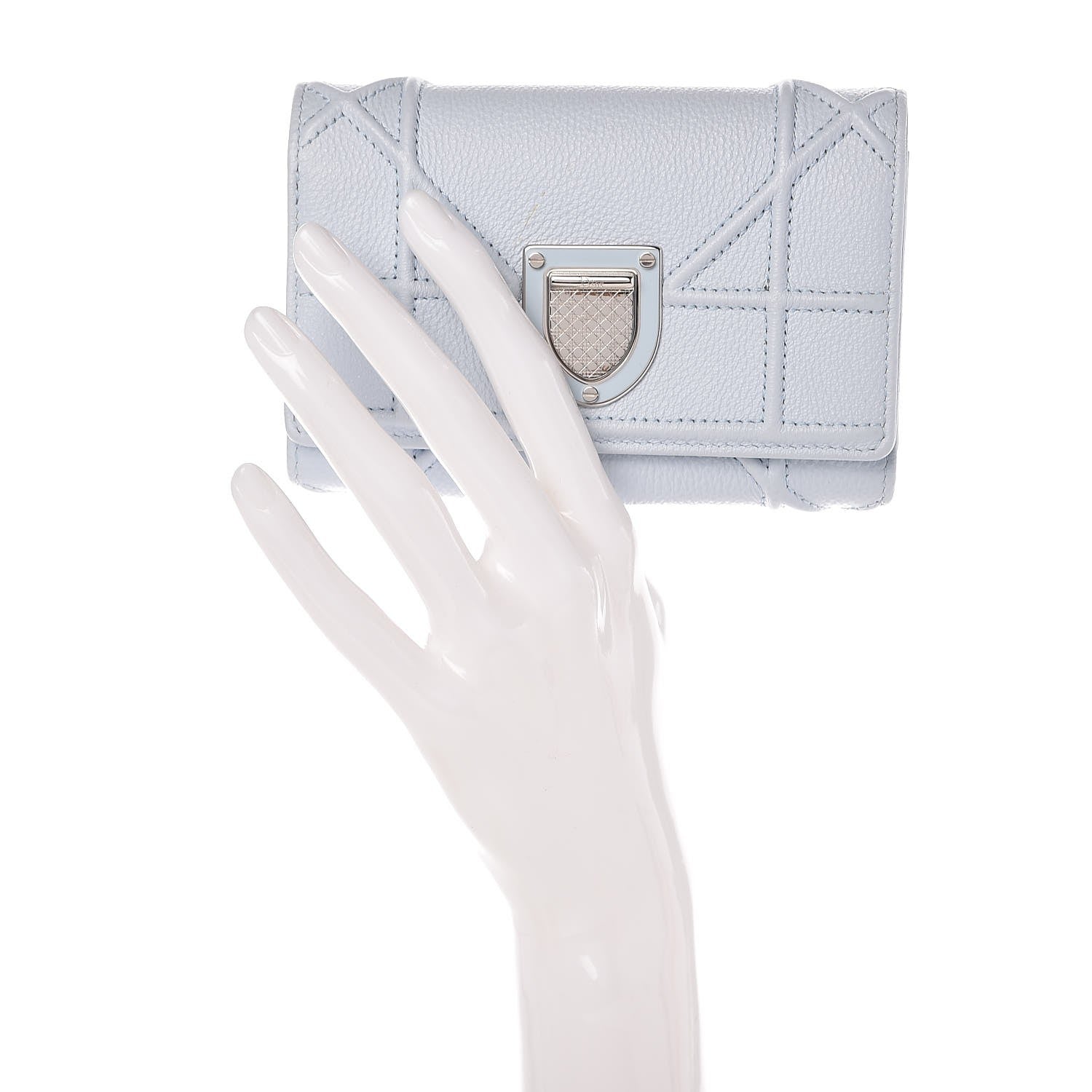 Christian Dior Grained Calfskin Cannage Diorama Elancee Wallet Sky Light 2 of 15