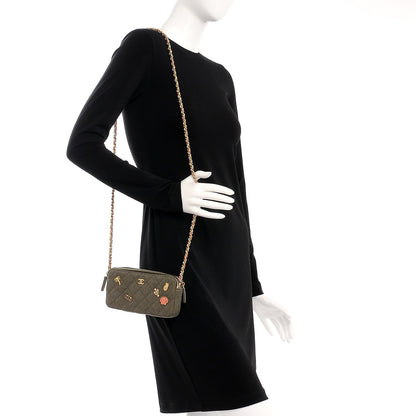 Chanel Canvas Quilted Coco Cuba Small Clutch With Chain Khaki 2 of 8