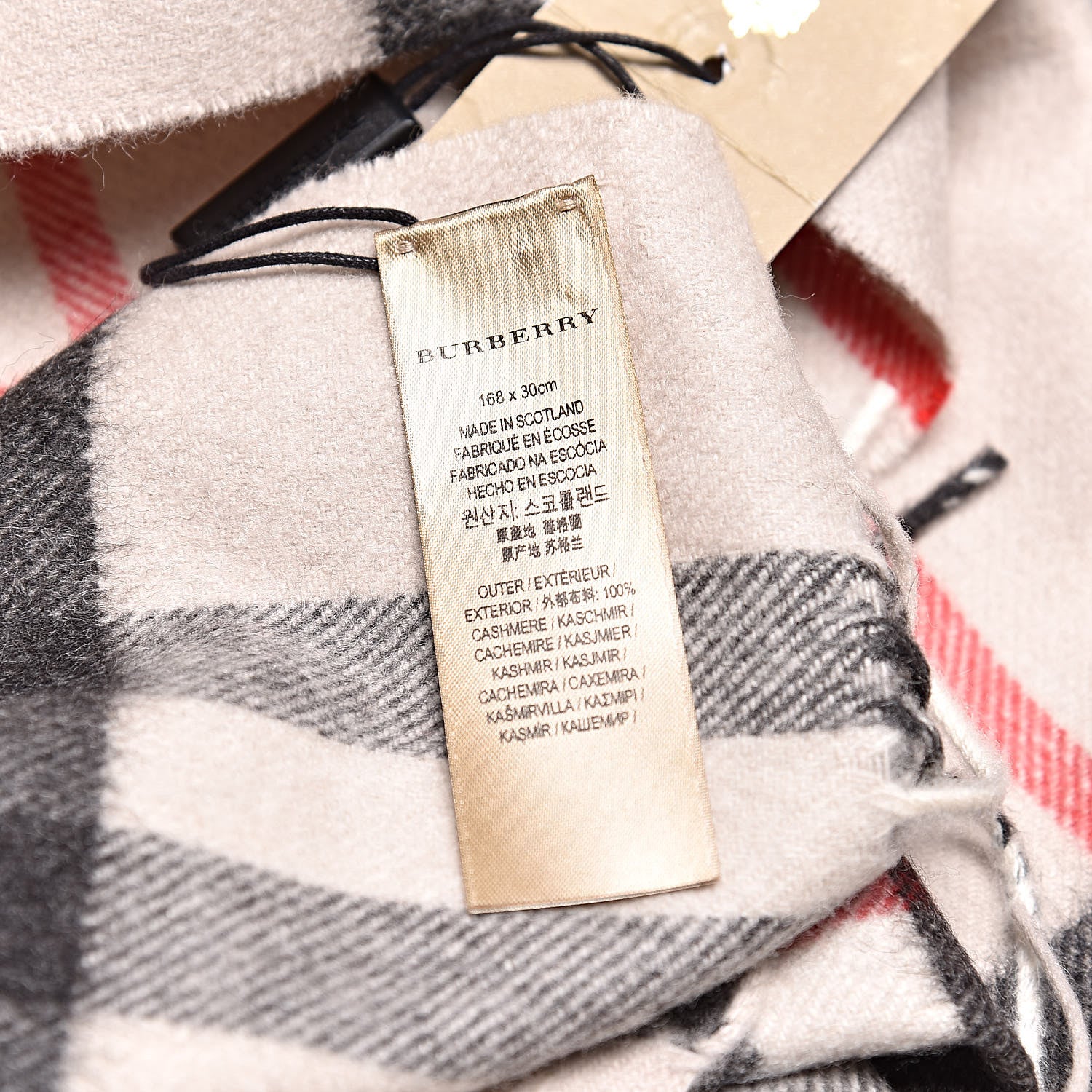 Burberry Cashmere Giant Check Fringe Scarf Stone 5 of 6