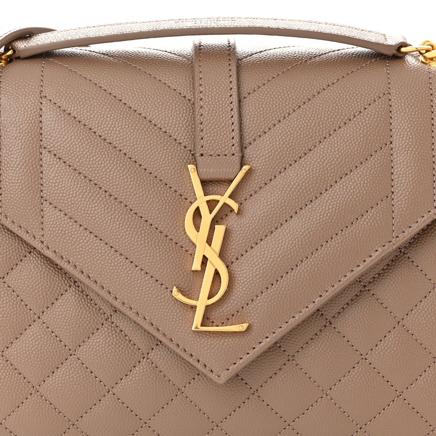 Grain De Poudre Textured Mixed Matelasse Medium Triquilt Monogram Satchel Dark Latte