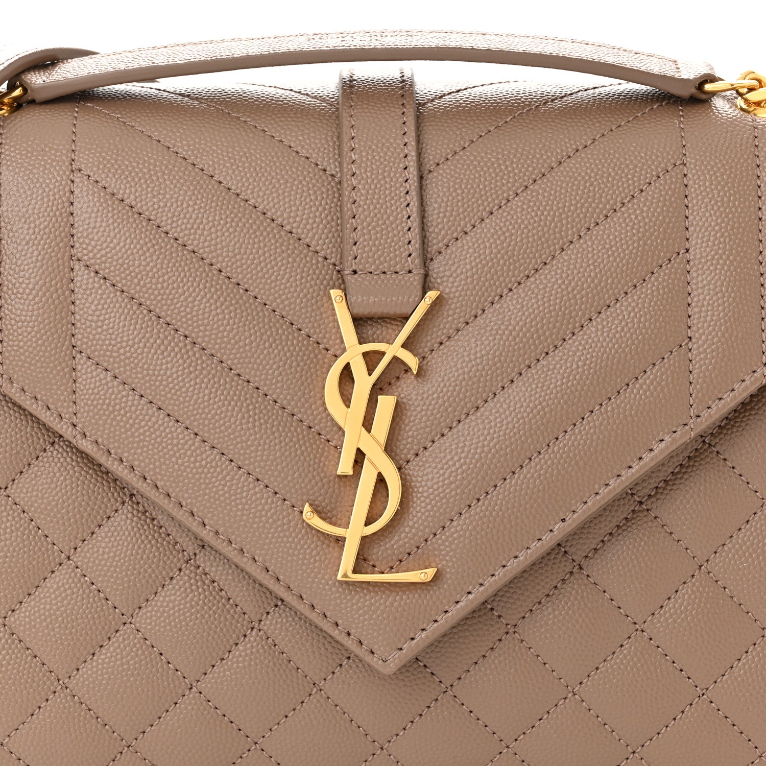 Saint Laurent Grain De Poudre Textured Mixed Matelasse Medium Triquilt Monogram Satchel Dark Latte 8 of 11