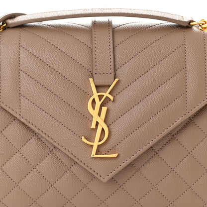 Saint Laurent Grain De Poudre Textured Mixed Matelasse Medium Triquilt Monogram Satchel Dark Latte 8 of 11