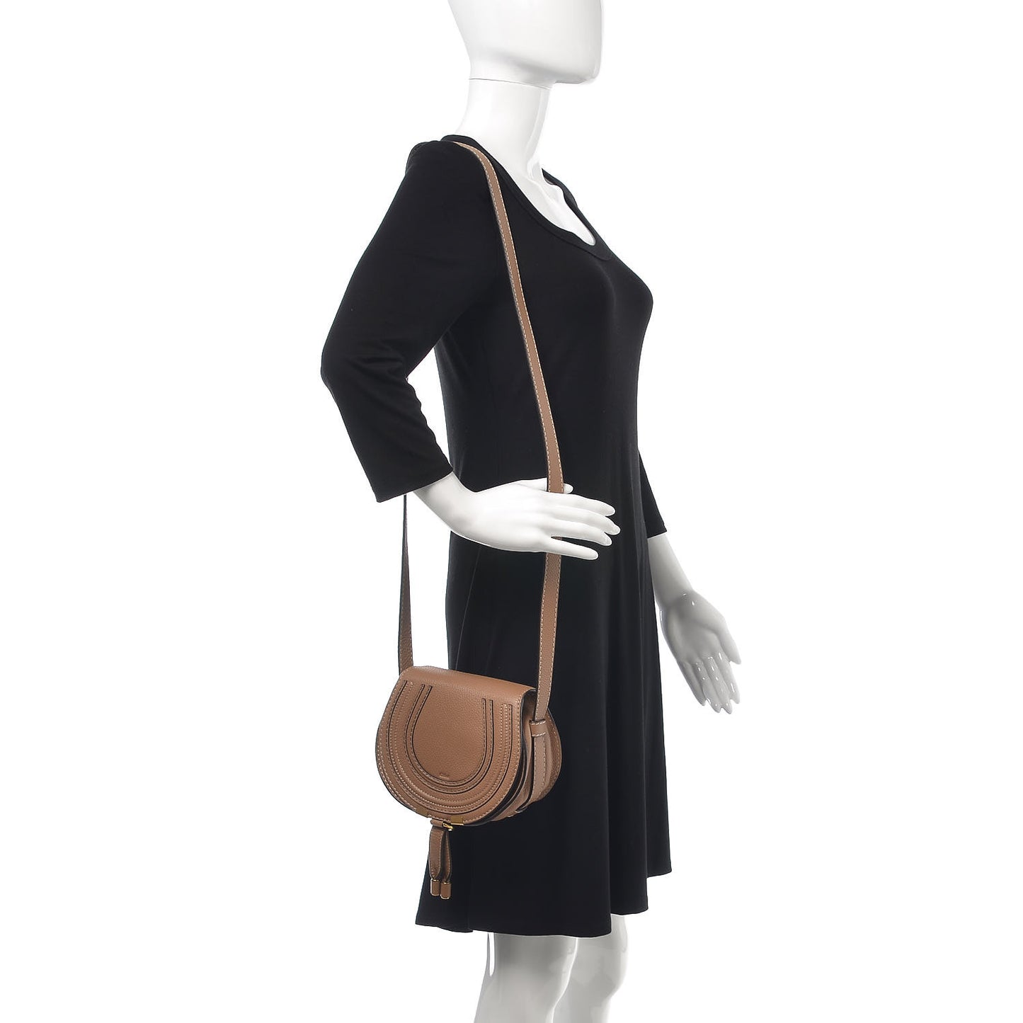 Calfskin Mini Marcie Round Crossbody Bag Nut