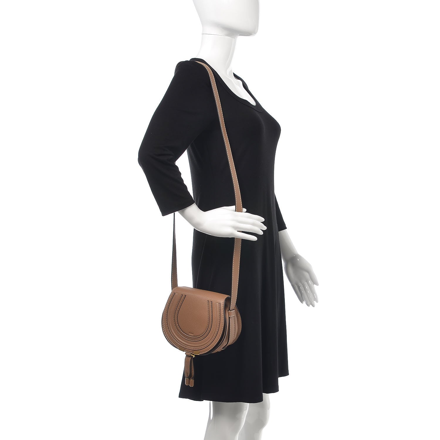Chloe Calfskin Mini Marcie Round Crossbody Bag Nut 2 of 9
