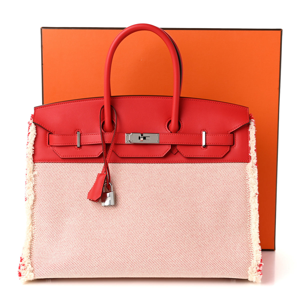 Swift Twill H Fray Fray Birkin 35 Rouge de Coeur Ecru