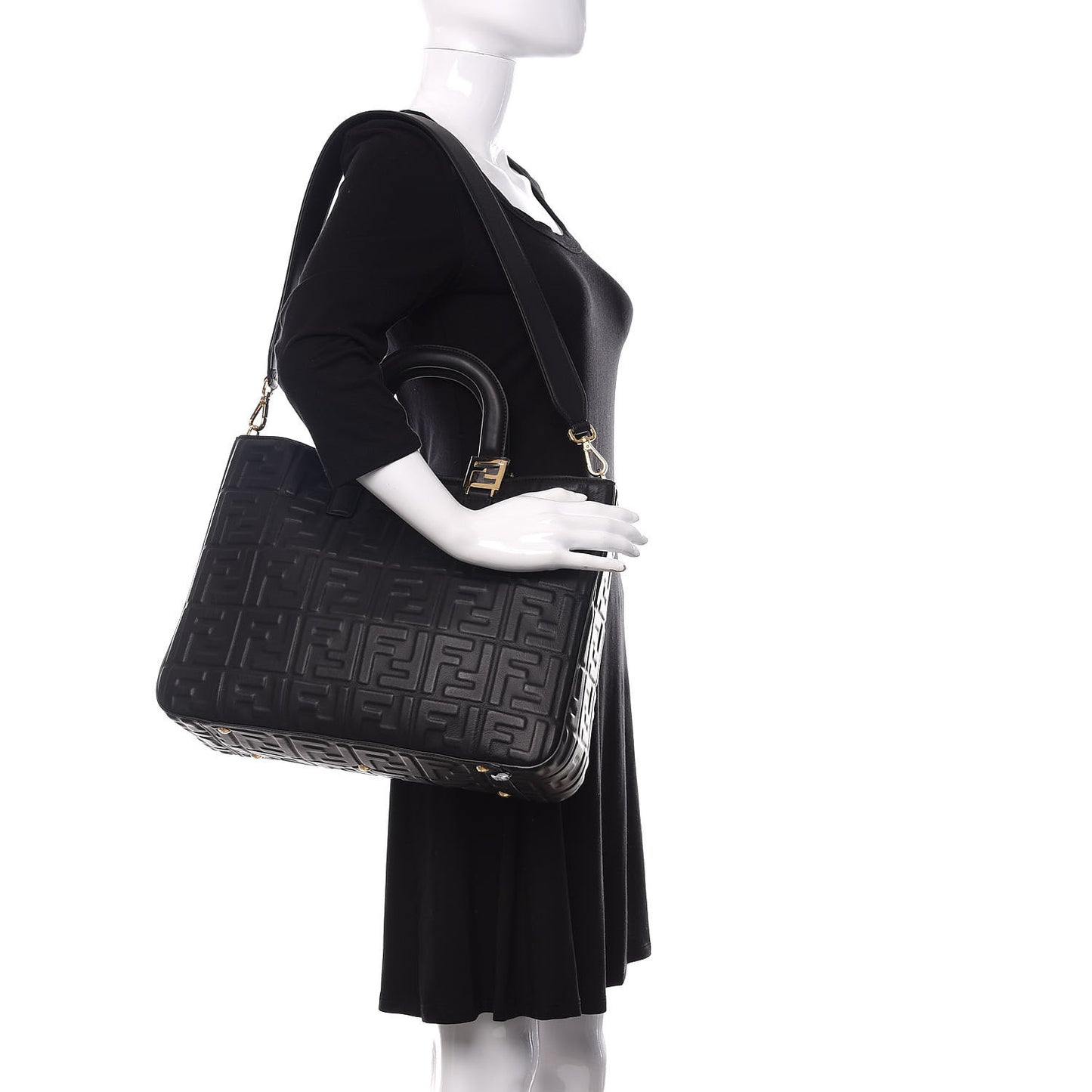 Nappa FF 1974 Embossed Medium FF Tote Black