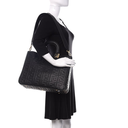 Fendi Nappa FF 1974 Embossed Medium FF Tote Black 2 of 10