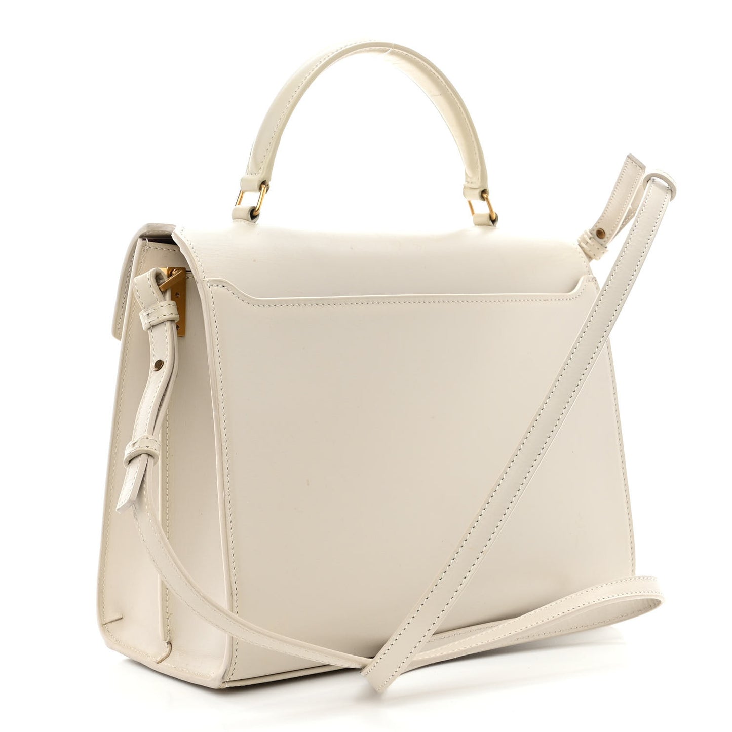 Smooth Calfskin Medium Classic Monogram Cassandra Top Handle Crema Soft Rouge Legion