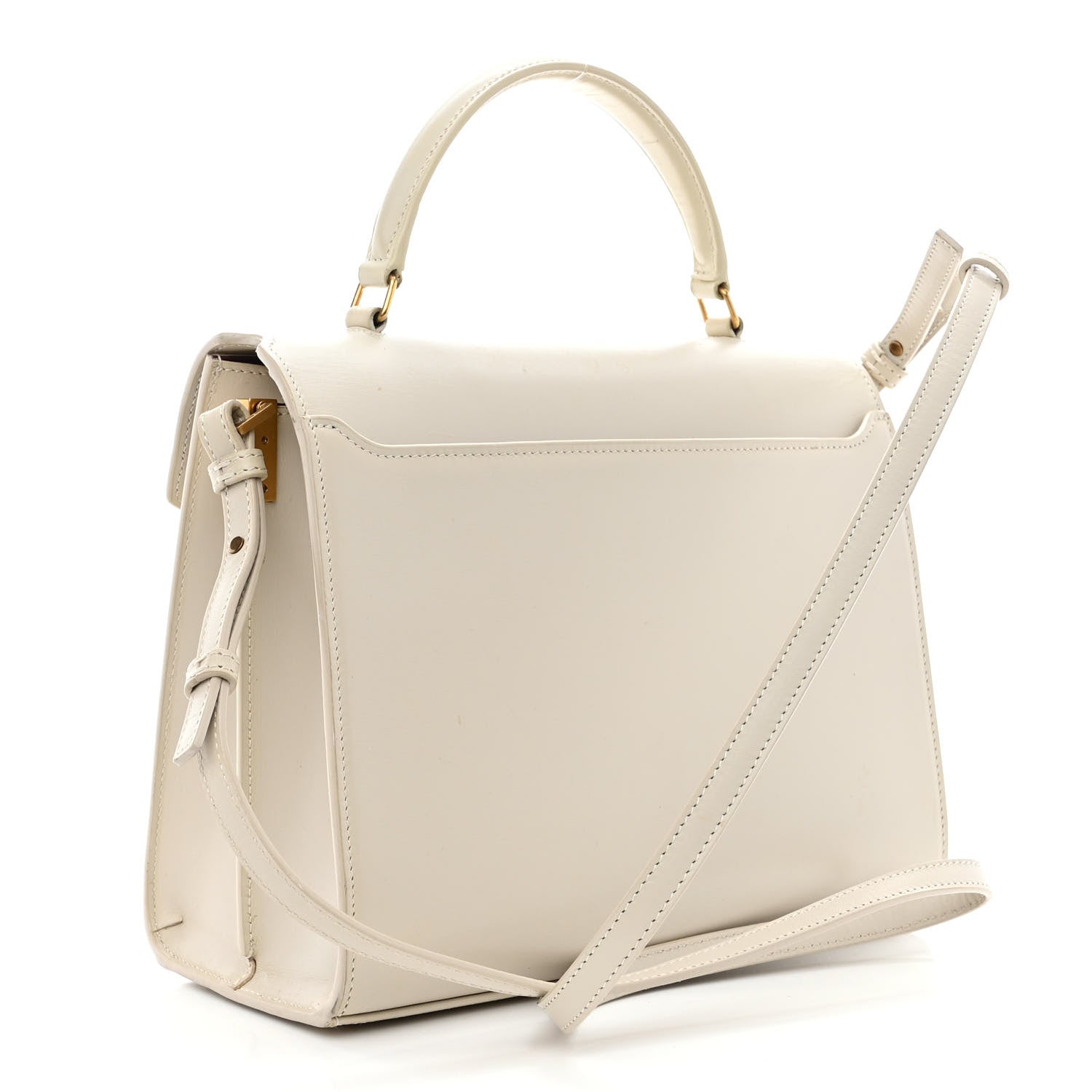 Saint Laurent Smooth Calfskin Medium Classic Monogram Cassandra Top Handle Crema Soft Rouge Legion 3 of 19