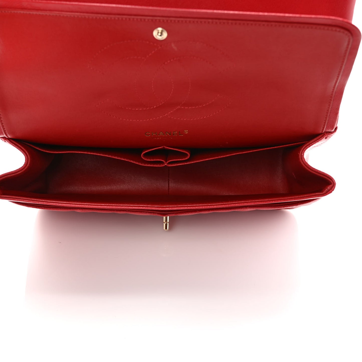 Caviar Quilted Jumbo Double Flap Red