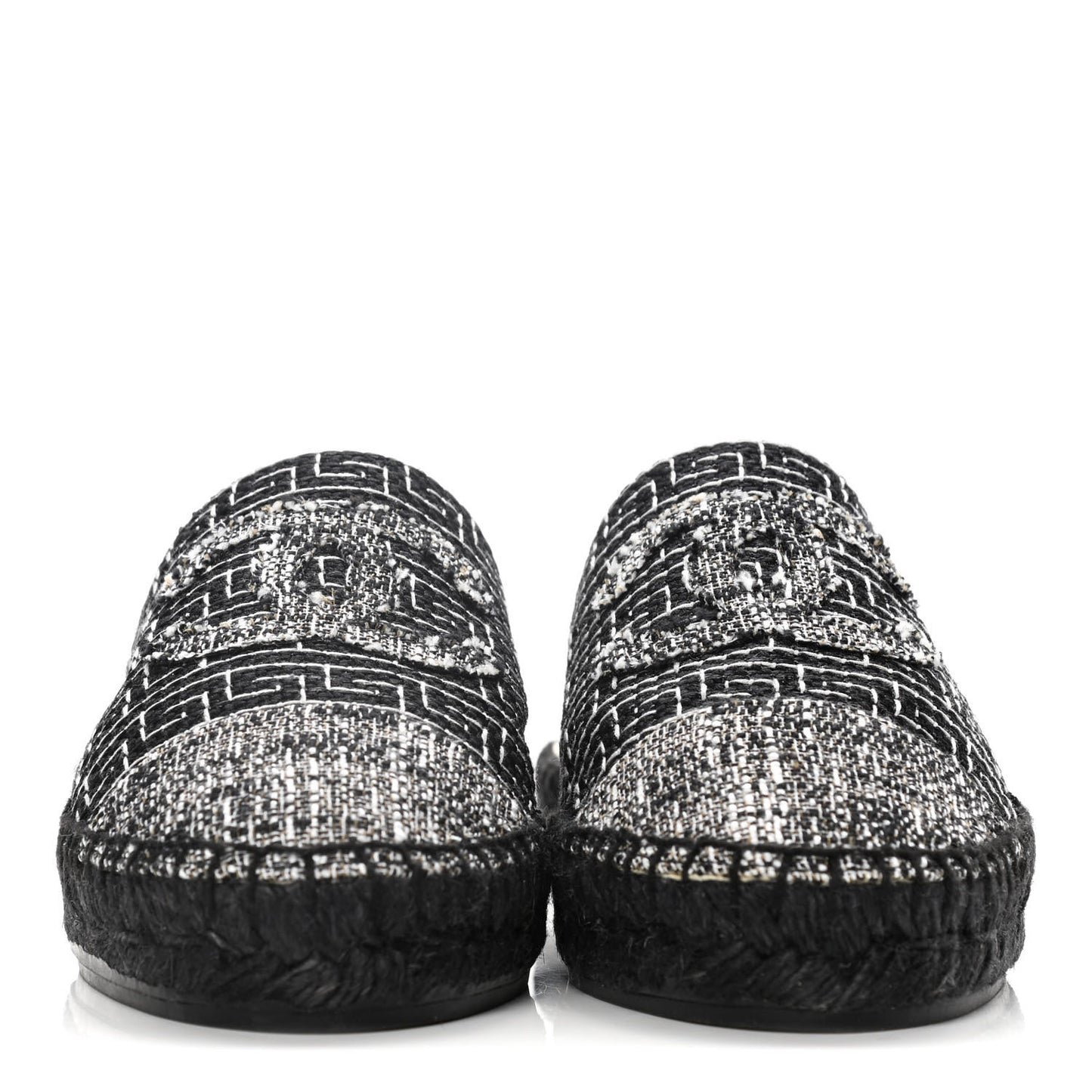 Tweed CC Slip On Espadrilles 37 Black Silver