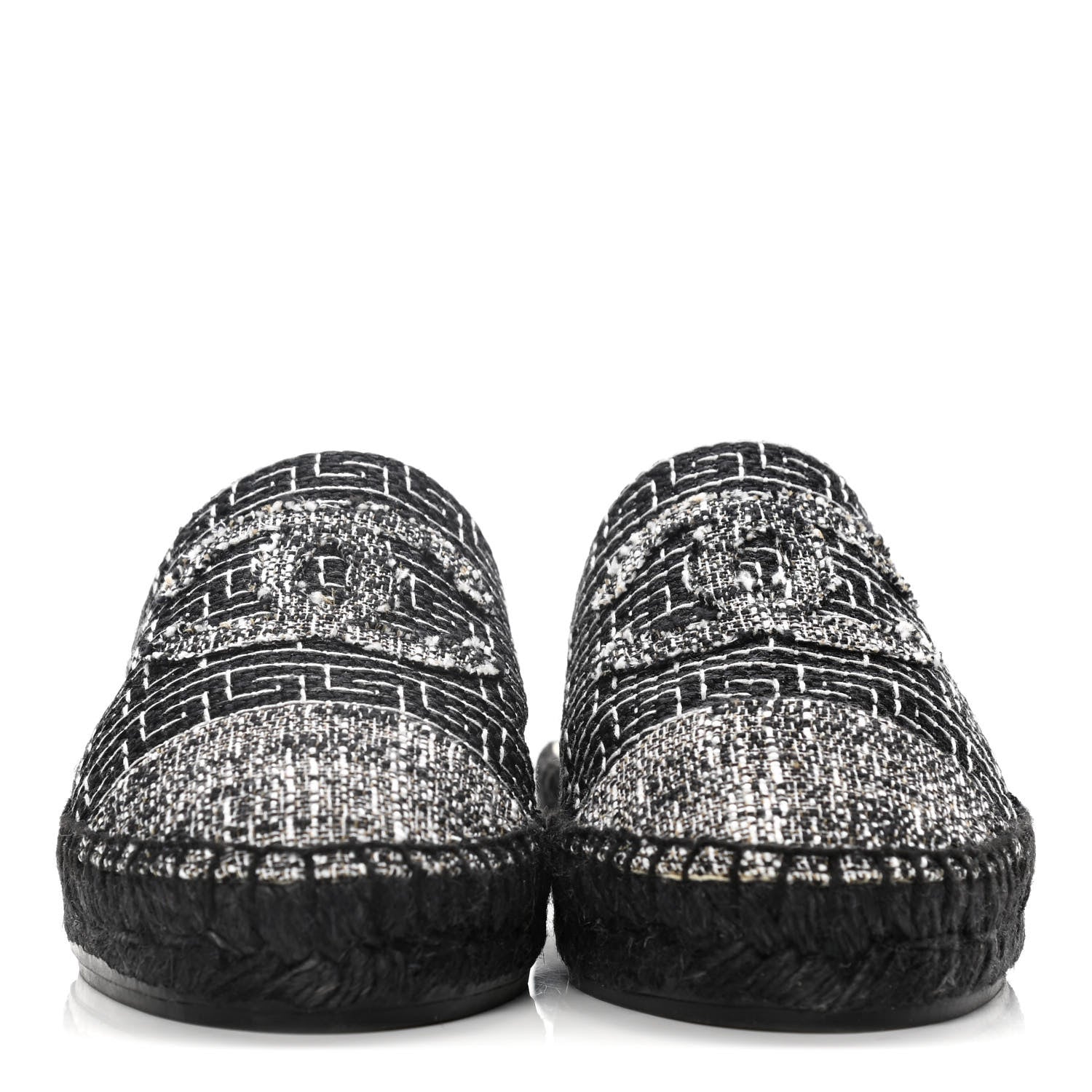 Chanel Tweed CC Slip On Espadrilles 37 Black Silver 2 of 15