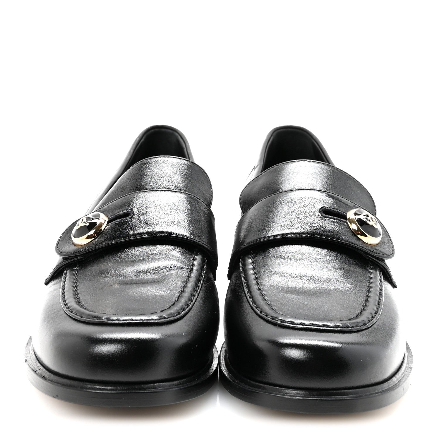 Chanel Shiny Calfskin CC Mocassin Loafers 38.5 Black 3 of 9