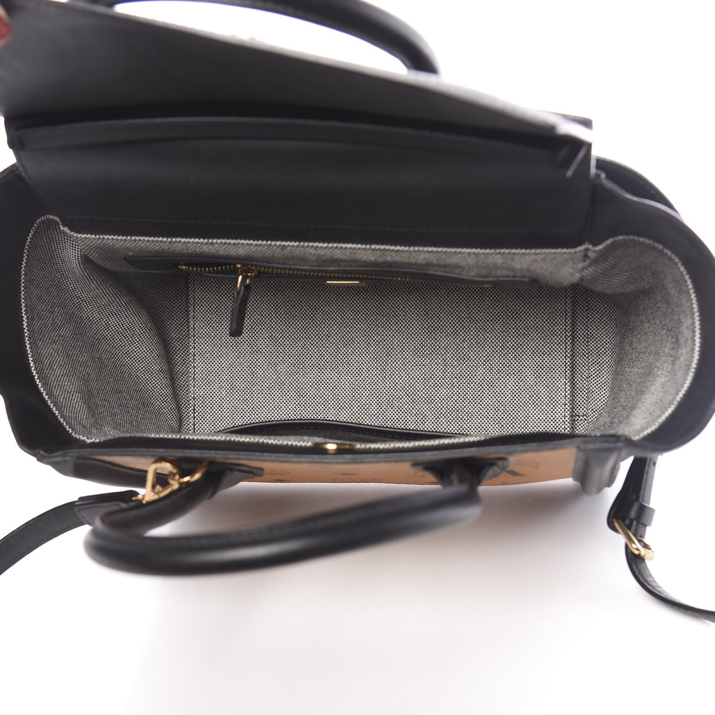 Visetos Small Kathy Double Zip Tote Cognac Black