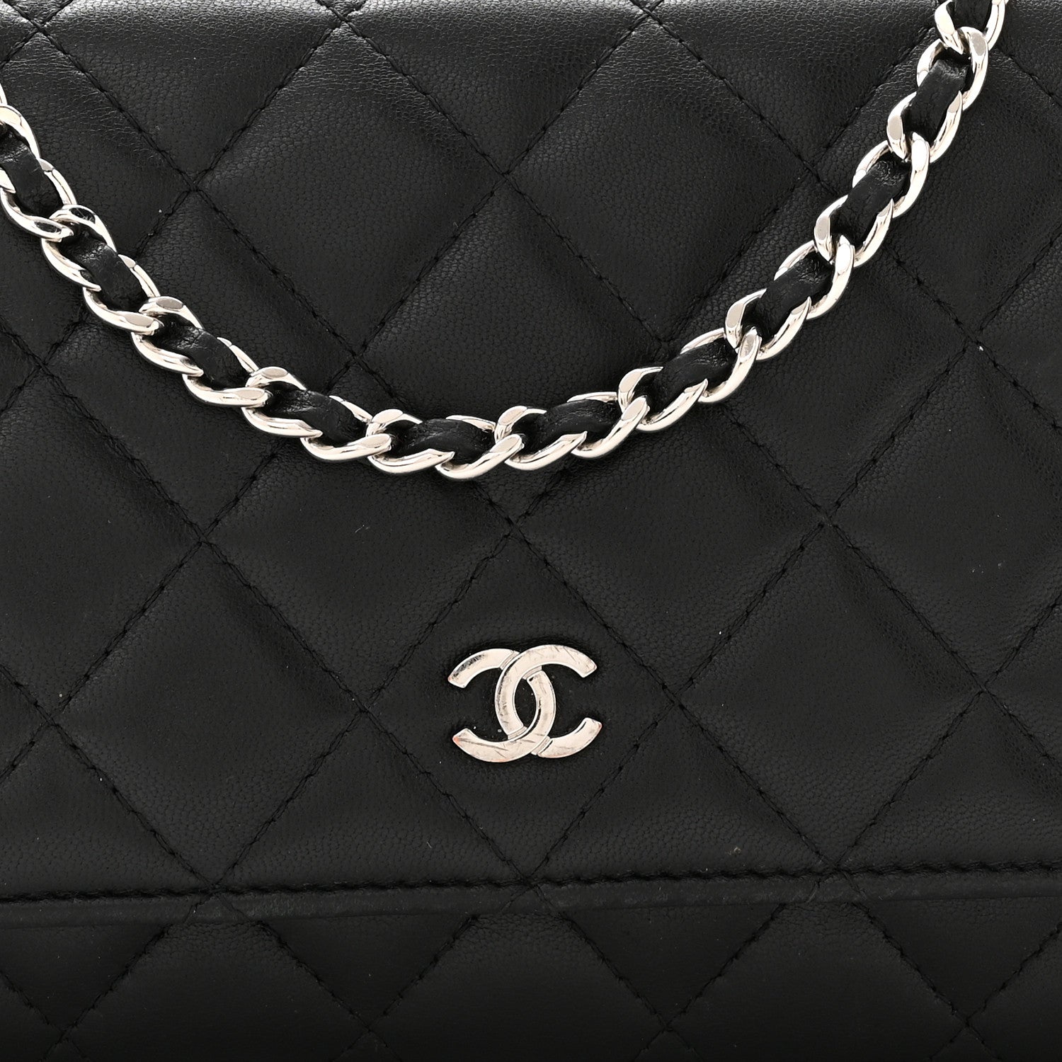 Chanel Lambskin Quilted Wallet On Chain WOC Black 9 of 11
