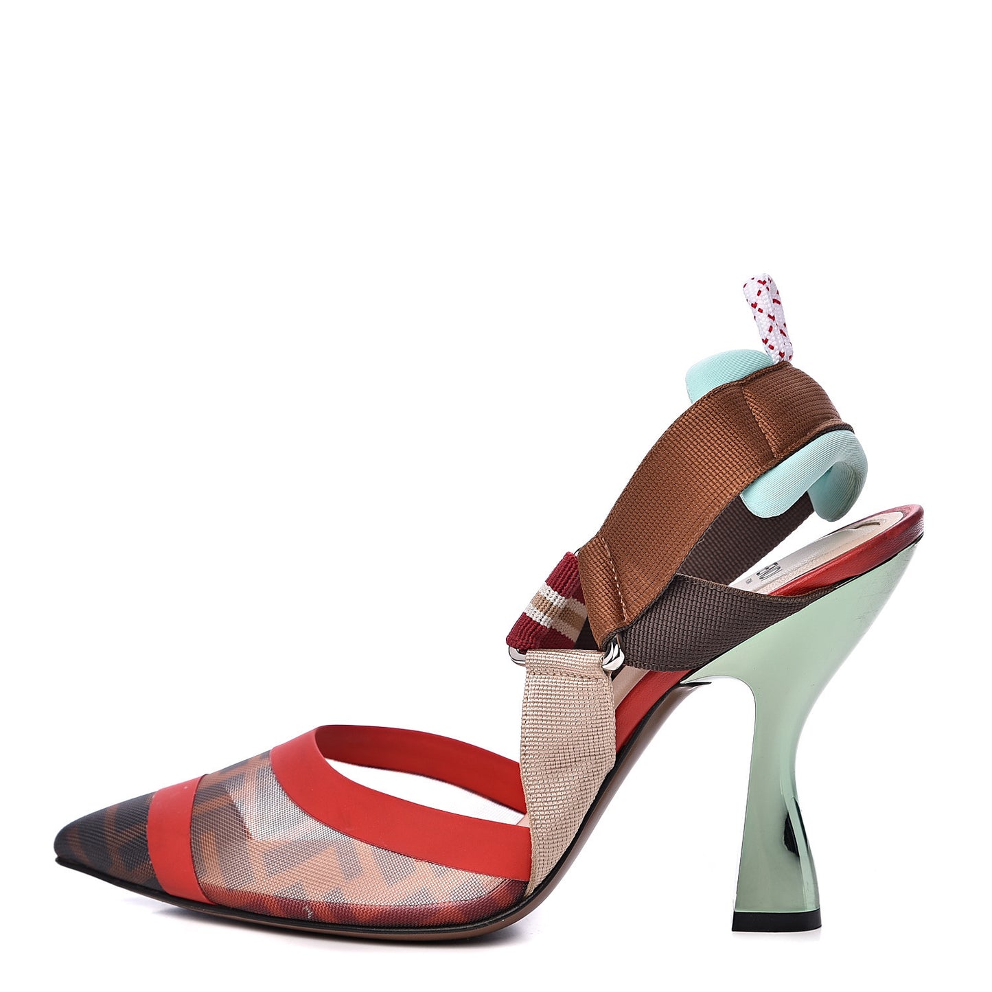 Technical Mesh FF Colibri High-Heel Slingback Pumps 36.5 Tobacco Moro Cipria Papavero Camelia