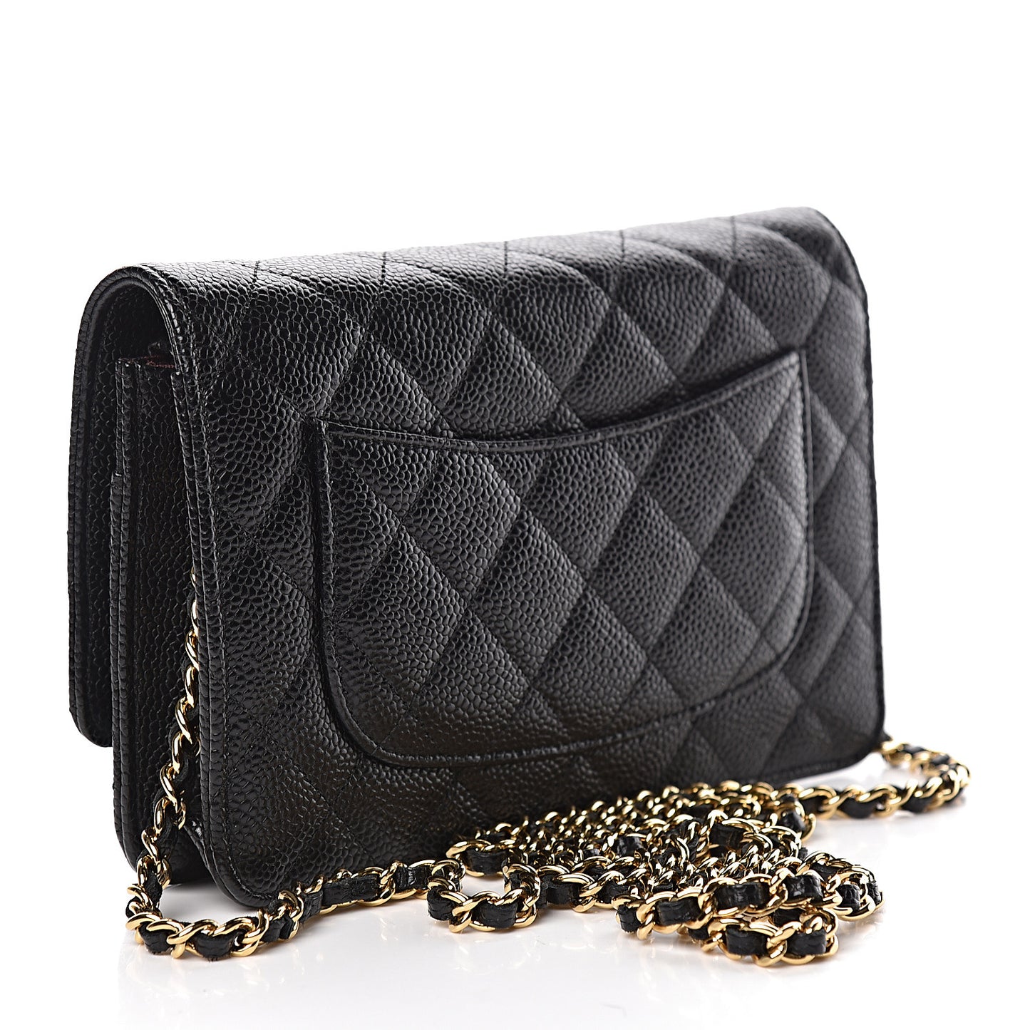Caviar Quilted Wallet On Chain WOC Black