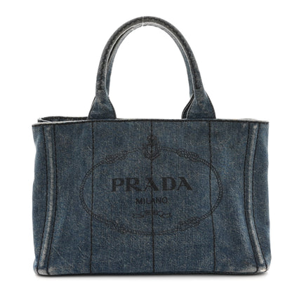 Prada Denim Small Logo Tote Bleu 1 of 14
