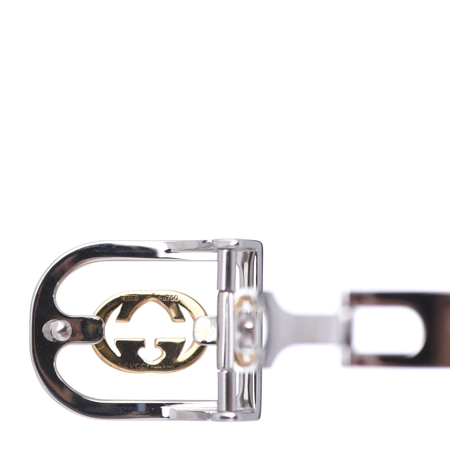 Stainless Steel 18K Yellow Gold Calfskin Interlocking Bracelet Bordeaux