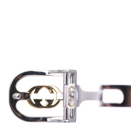 Gucci Stainless Steel 18K Yellow Gold Calfskin Interlocking Bracelet Bordeaux 5 of 6