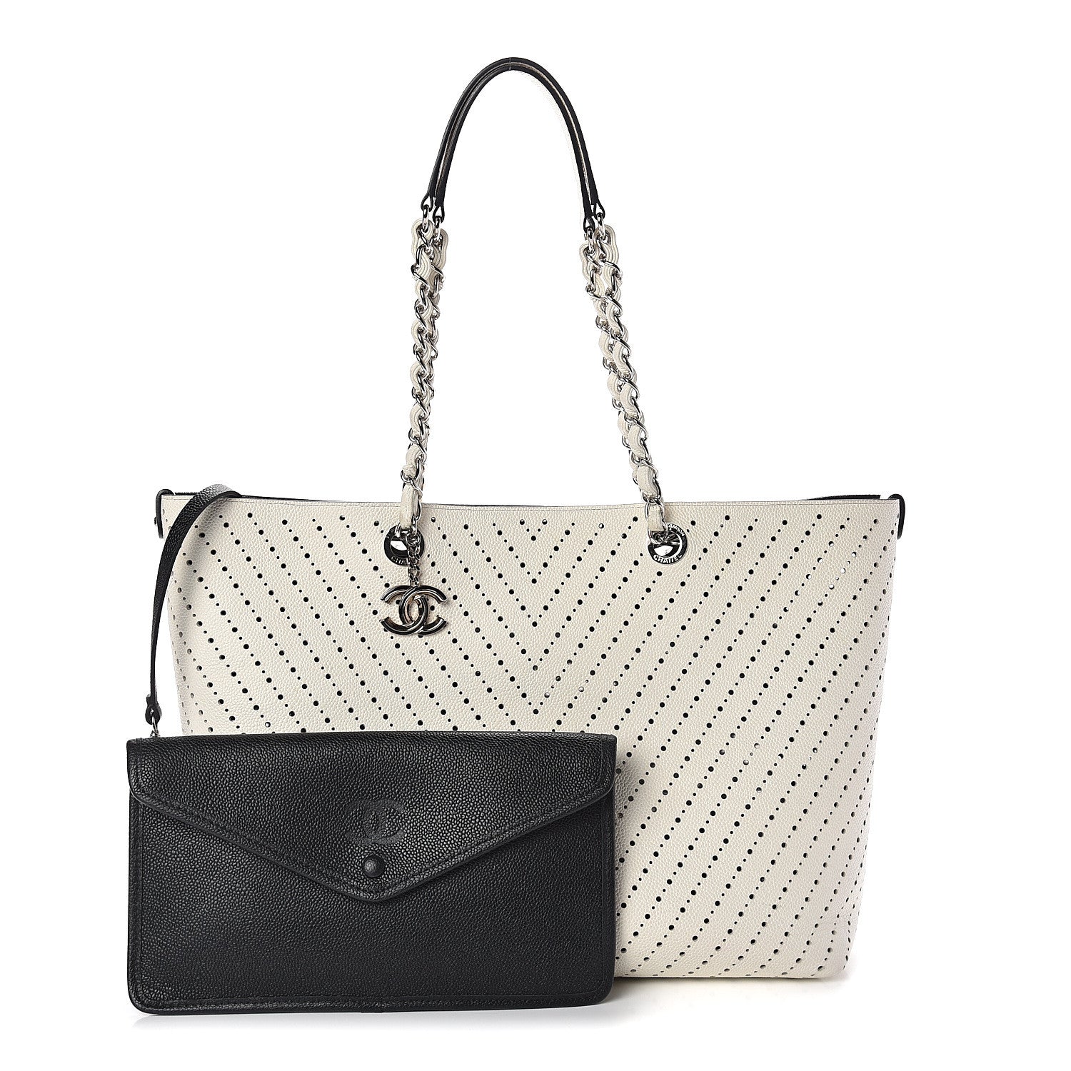 Chanel Perforated Grained Calfskin Shopping Tote White 1 of 10