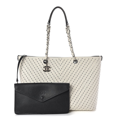 Chanel Perforated Grained Calfskin Shopping Tote White 1 of 10