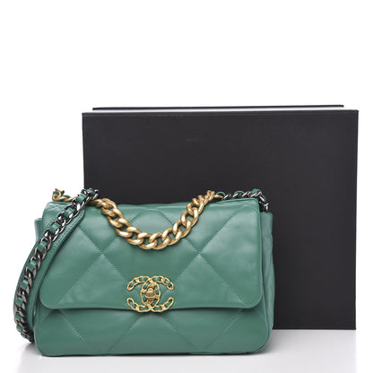 Chanel Lambskin Quilted Medium 19 Flap Green 11 of 11