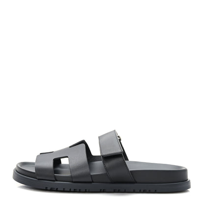 Hermes Calfskin Womens Chypre Sandals 38 Black 1 of 9