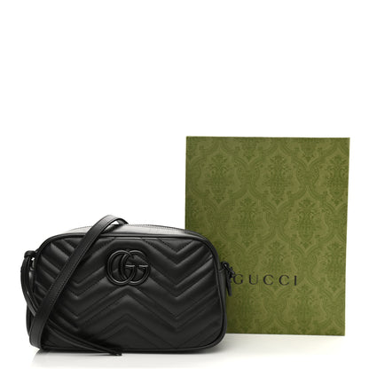 Gucci Calfskin Matelasse Monochrome Small GG Marmont Chain Shoulder Bag Black 11 of 11
