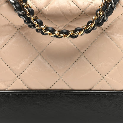 Chanel Aged Calfskin Quilted Small Gabrielle Hobo Beige Black 8 of 10