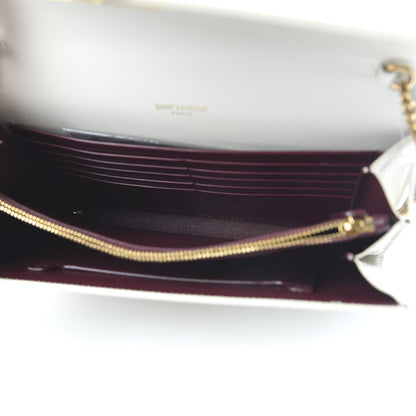 Saint Laurent Grain De Poudre Monogram Cassandra Chain Wallet Crema Soft Rouge Legion 5 of 9