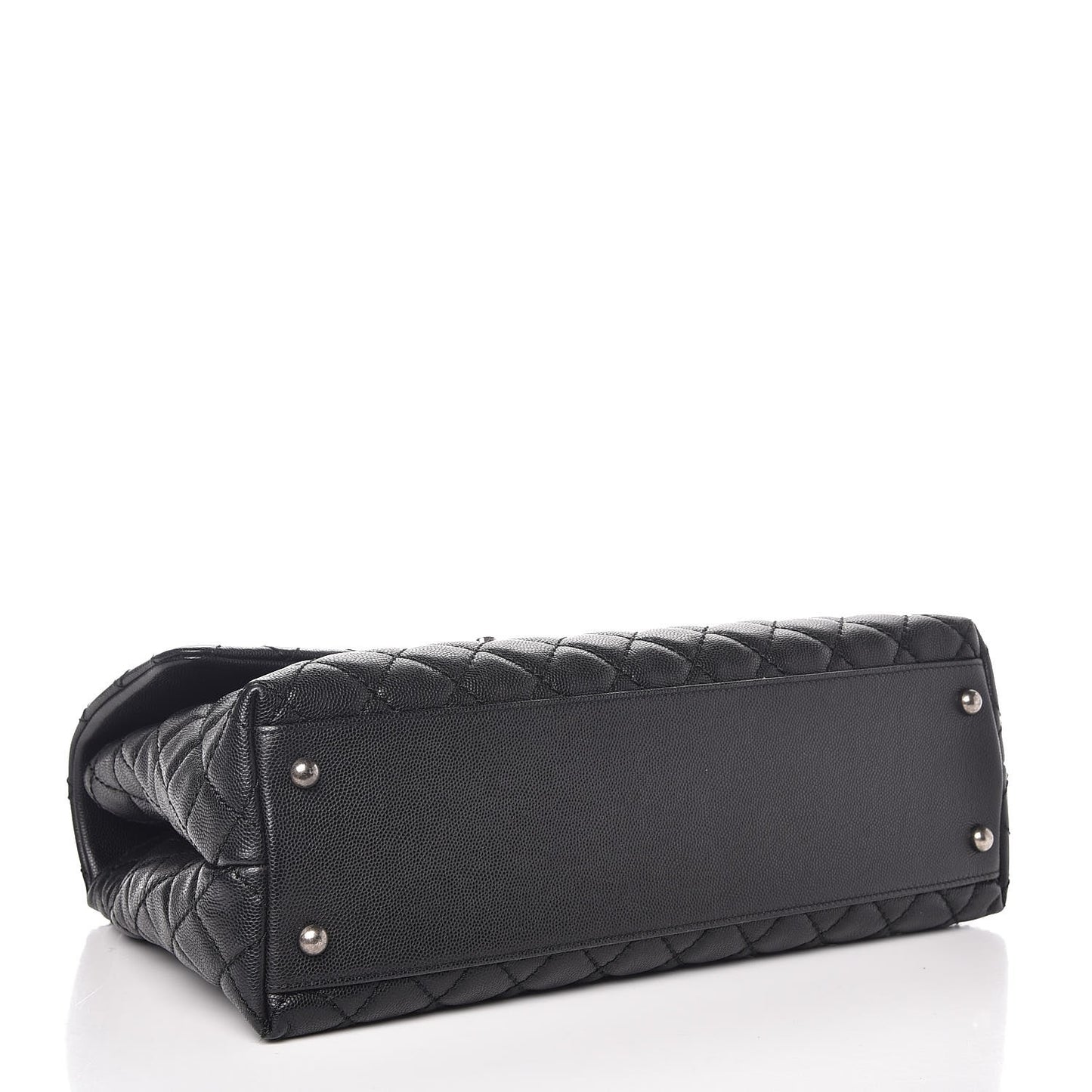 Caviar Lizard Quilted Medium Coco Handle Flap Black