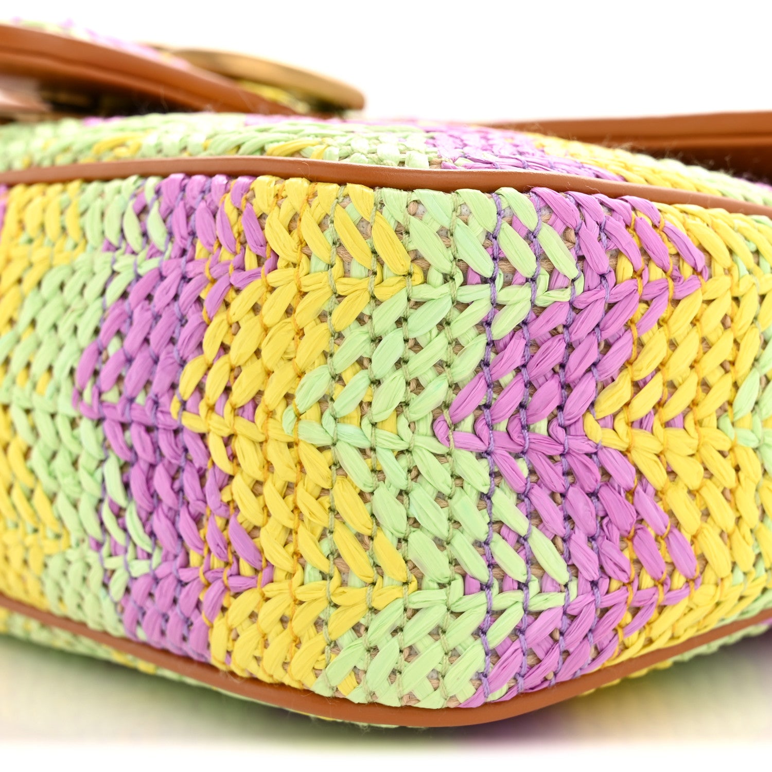 Gucci Calfskin Raffia Woven Small GG Marmont Shoulder Bag Multicolor 10 of 10