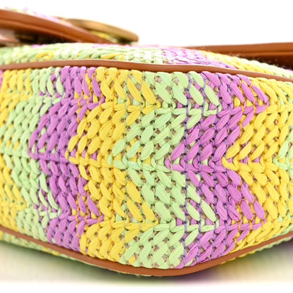 Gucci Calfskin Raffia Woven Small GG Marmont Shoulder Bag Multicolor 10 of 10