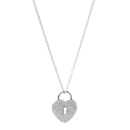 Tiffany Platinum Diamond Small Heart Lock Pendant Necklace 1 of 5
