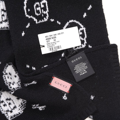 Gucci Wool Tricot GG Hamlet Scarf Black White 5 of 5