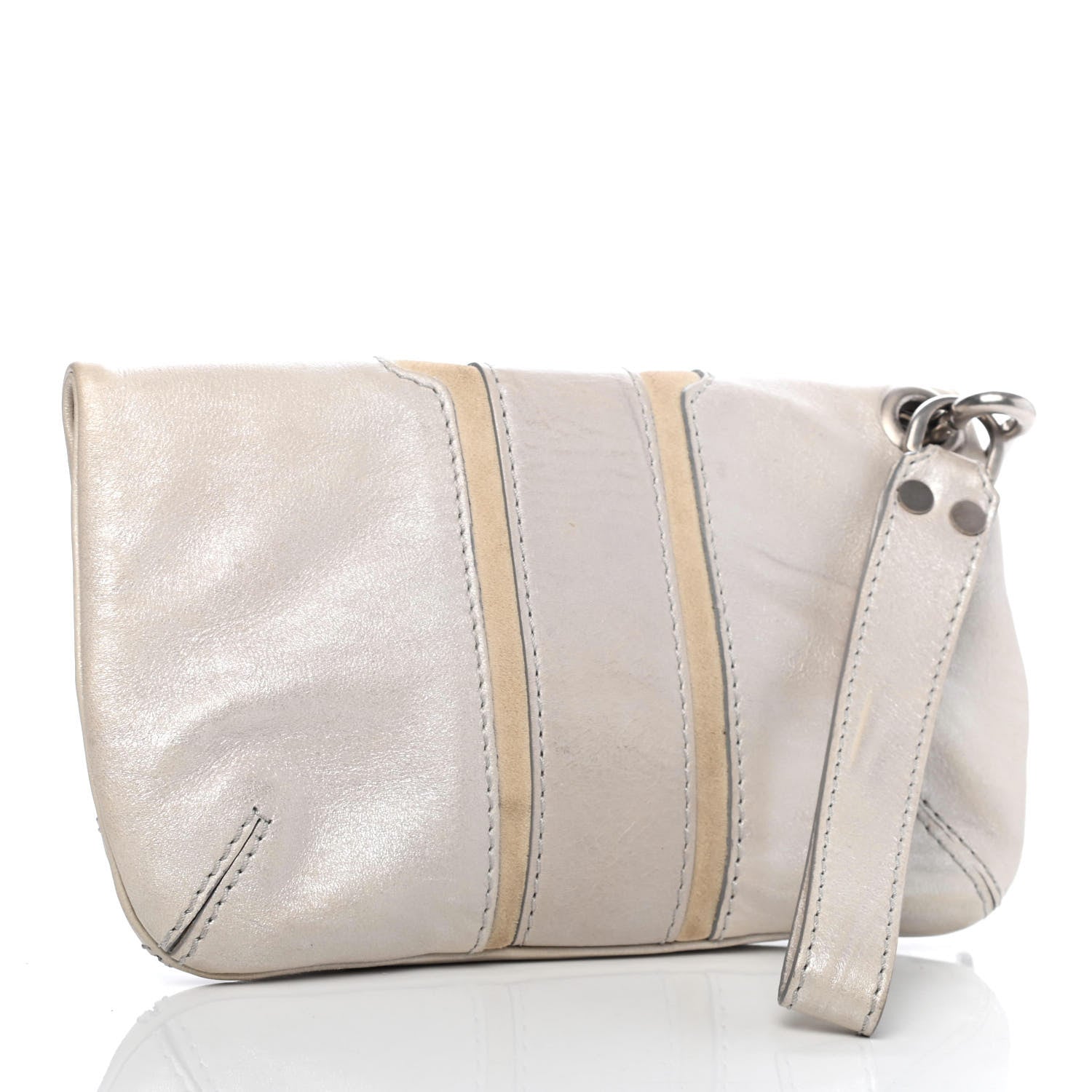 Jimmy Choo Metallic Calfskin Marin Foldover Clutch Silver 2 of 4