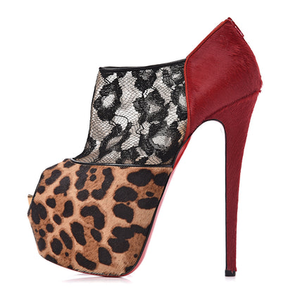 Christian Louboutin Lace Calf Hair Leopard Printed Aeronotoc 160 Ankles Booties 38.5 1 of 13