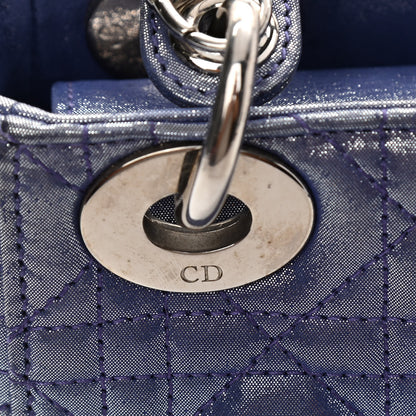 Christian Dior Metallic Lambskin Cannage Mini Lady Dior Dew Bleu 10 of 11