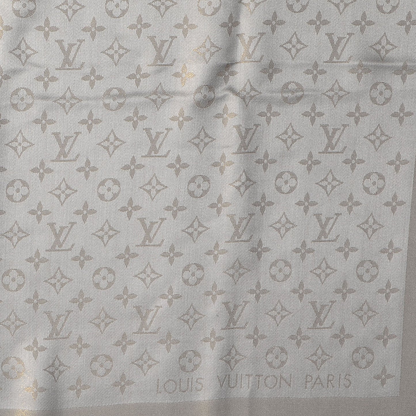Monogram Silk Wool Shine Shawl Beige