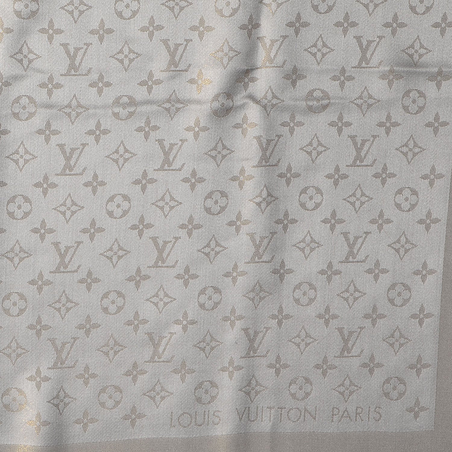 Louis Vuitton Monogram Silk Wool Shine Shawl Beige 1 of 5