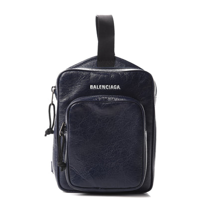 Balenciaga Agneau Logo Explorer Crossbody Messenger Bag Bleu 1 of 9