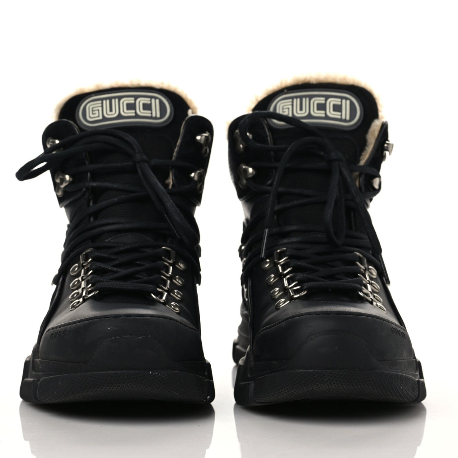 Gucci X SEGA Suede Shearling Calfskin GG Monogram Womens Flashtrek High-Top Sneakers 40 Black 2 of 9