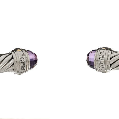 David Yurman Sterling Silver 14K Yellow Gold Amethyst 7mm Cable Classics Bracelet 3 of 3