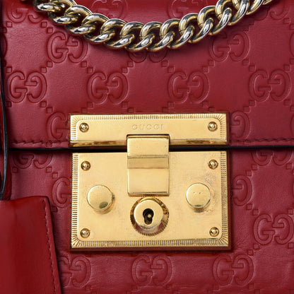 Gucci Guccissima Small Padlock Shoulder Bag Hibiscus Red 8 of 8