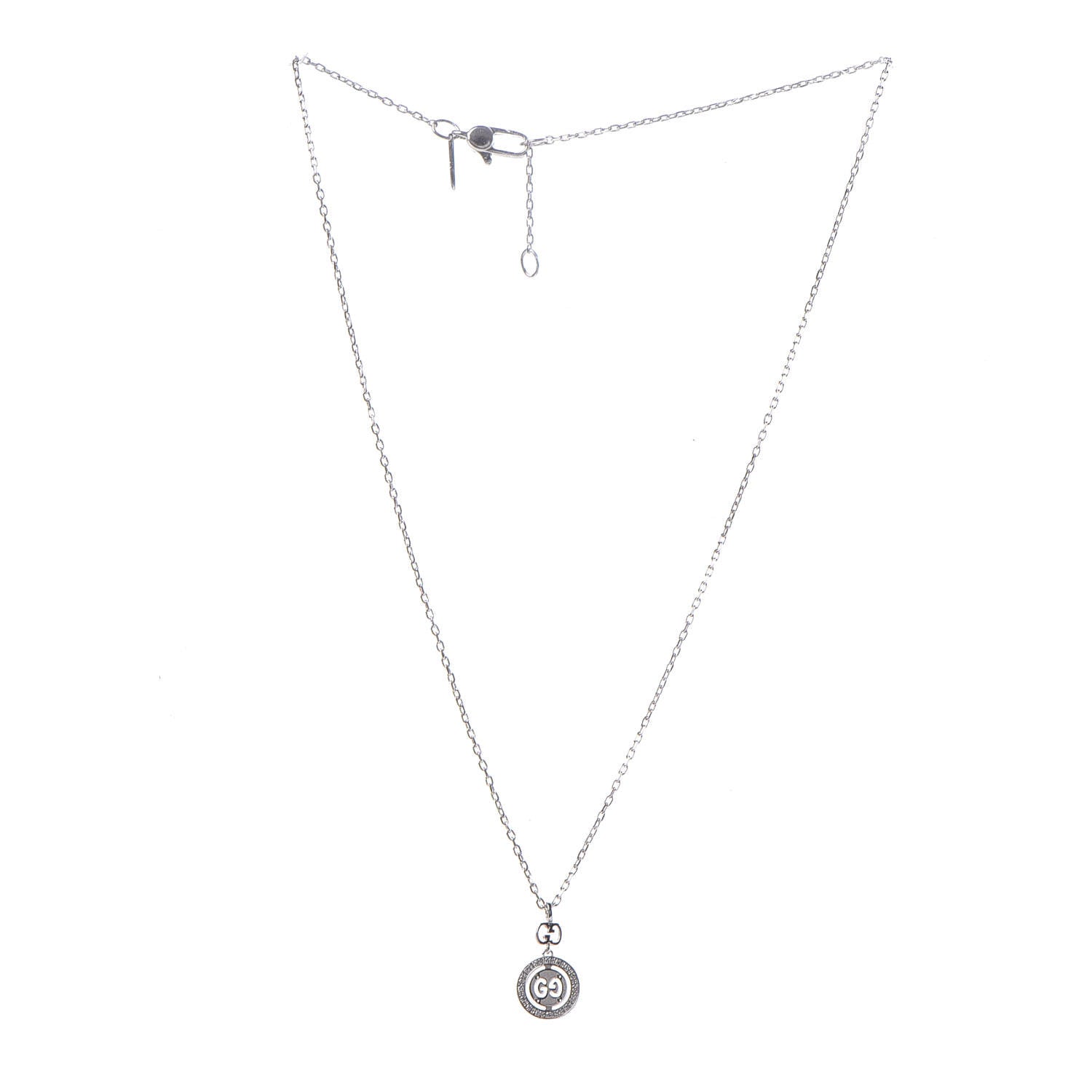 Gucci 18K White Gold Diamond 10mm Icon Twirl Pendant Necklace 3 of 5
