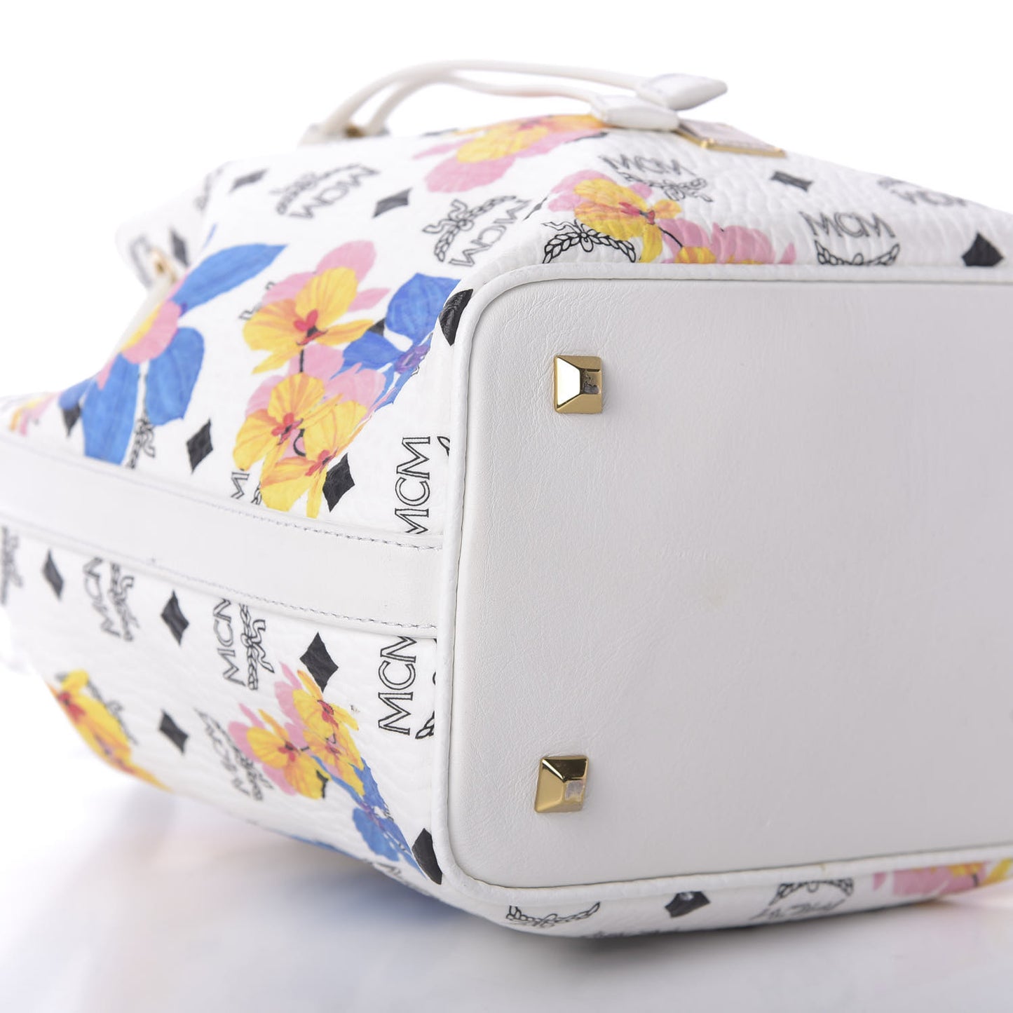 Visetos Floral Print Small Drawstring Bucket Bag White