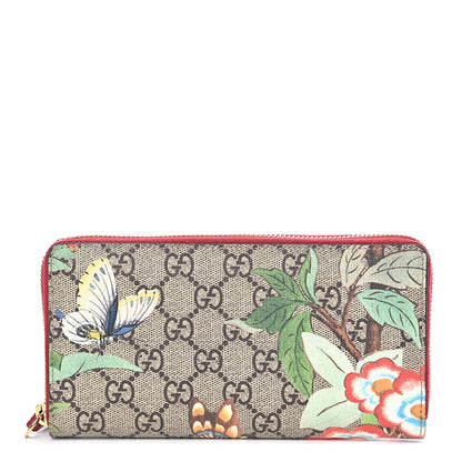 Gucci GG Supreme Monogram Tian Zip Around Wallet Beige Multicolor Red 1 of 7