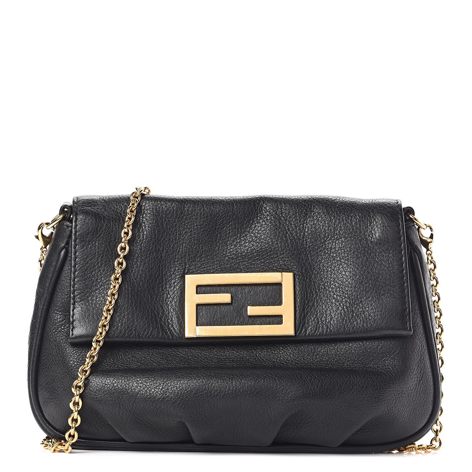 Fendi Vitello Flamingo Fendista Pouchette Crossbody Black 1 of 11